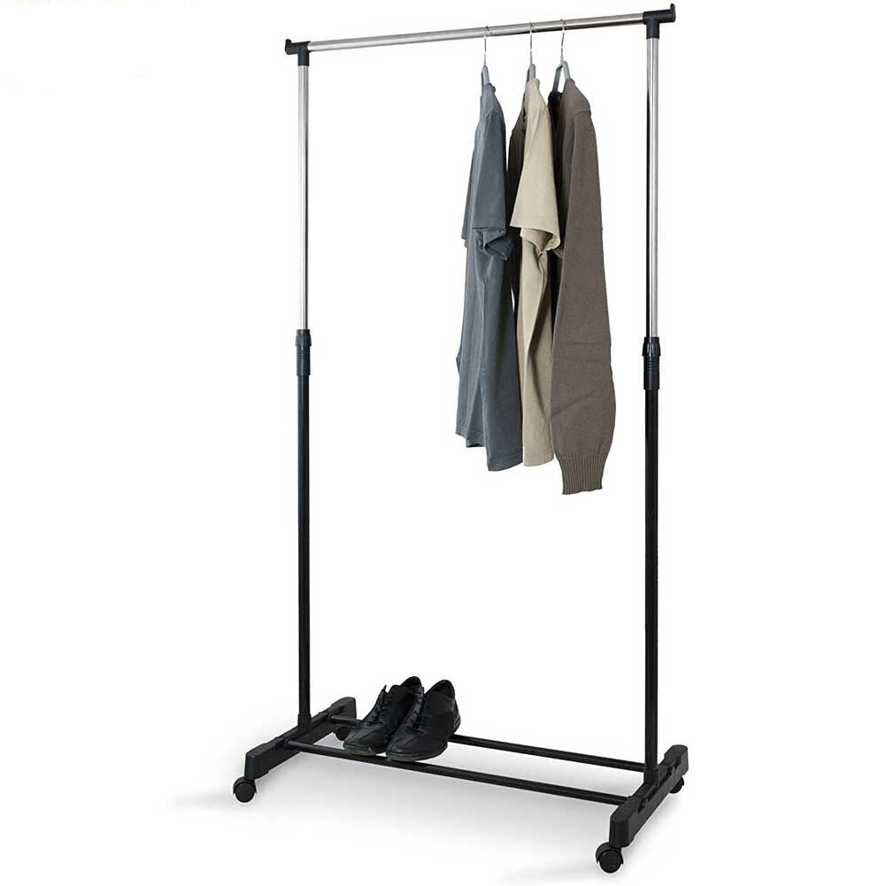 Stand Appendiabiti Allungabile Telescopico Singolo con Ruote 80x40x90/165 cm