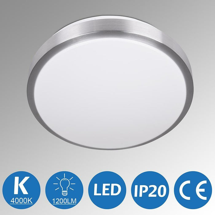 Plafoniera da soffitto LED Rotonda 12W Luce Bianca 4000K Naturale Lampada 29,5cm