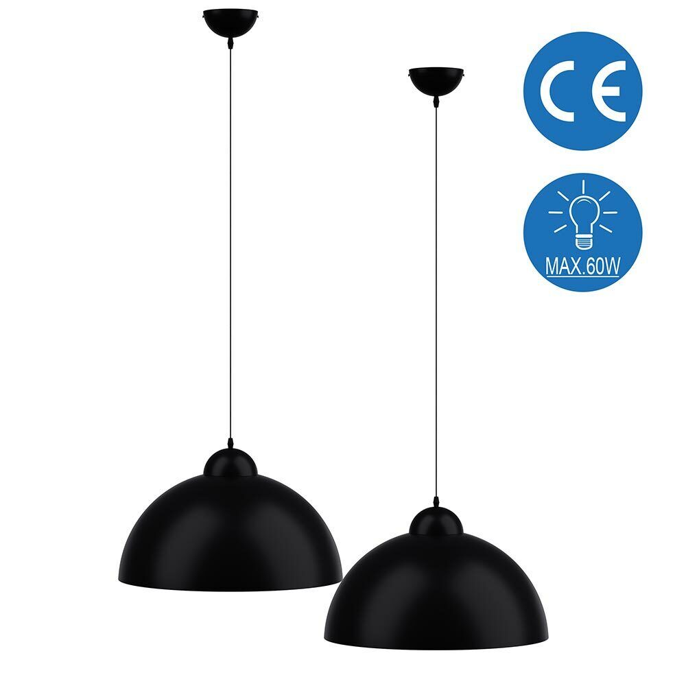 Coppia Lampadari Sospensione Moderno Design Industriale Lampada Metallo Nero Oro