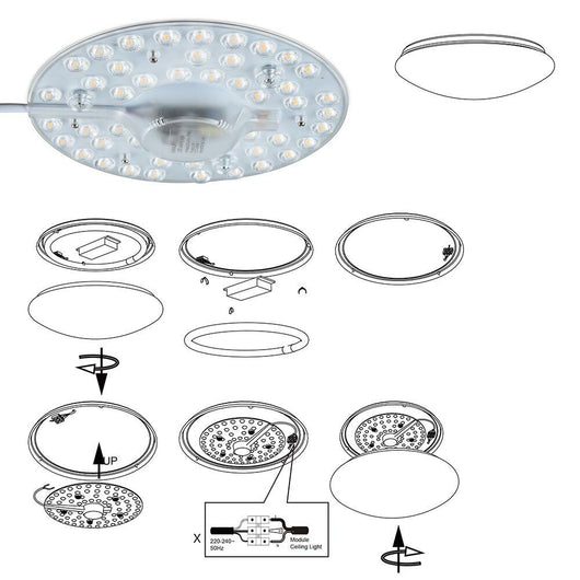 Circolina LED Disco Calamita Sotituzione Neon Plafoniera Luce Bianca 24W 2160LM