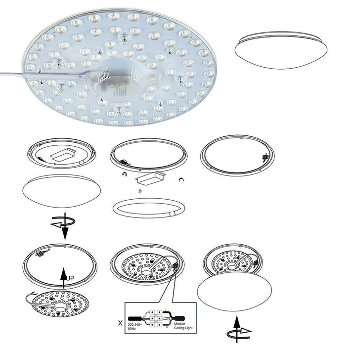 Circolina LED Disco Calamita Sostituzione Neon Plafoniera Luce Bianca 40W 3600LM