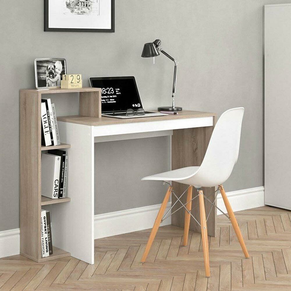 Scrivania con Libreria 4 Ripiani Tavolo Porta Pc Computer in Legno Casa Ufficio