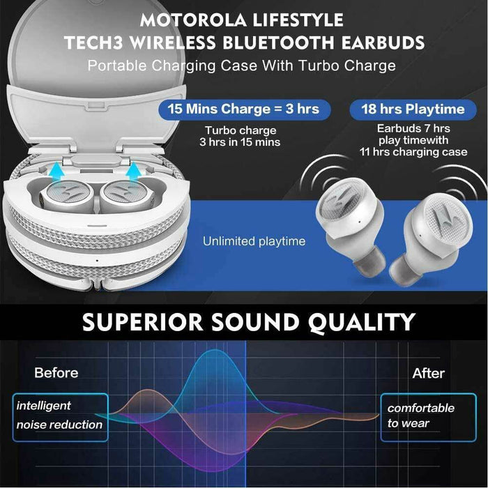 Motorola Lifestyle Tech3 Cuffie wireless 3in1 con Mircofono con passante Bianco