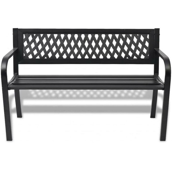 Panchina da Esterno Giardino Panca PVC e Struttura in Acciaio Nero 125x53x77cm