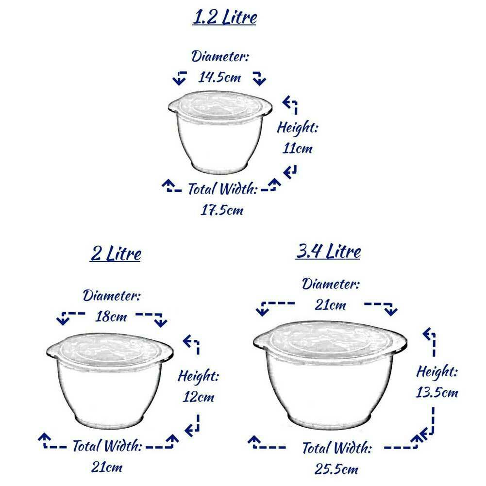 Set 3 Ciotole Insalatiere Contenitori Alimenti Cuciina in Plastica con Coperchio