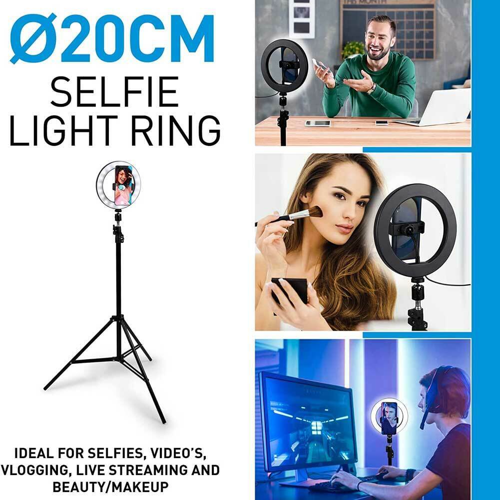 Anello Luminoso Treppiedi Luce Selfie Tik Tok LED Lampada Ring Light Video 20cm