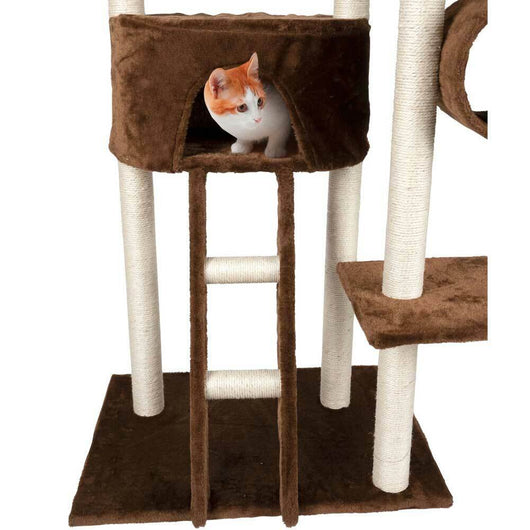 Tiragraffi Gatti Albero Sisal Parco Giochi Gatto Tira Graffi Alto 165cm Marrone