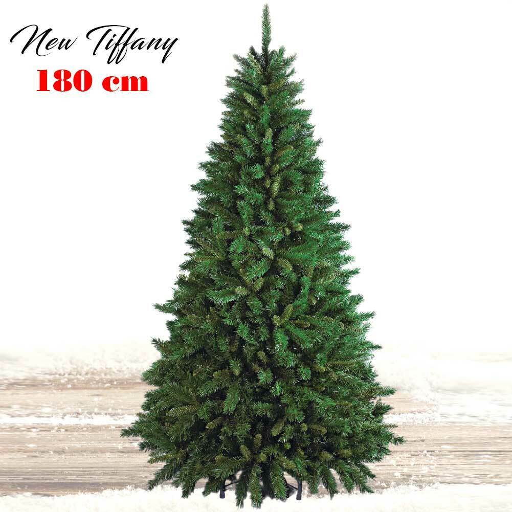 Albero Di Natale 180cm New Tiffany Super Folto 723 Rami Pino Verde Base a Croce