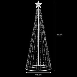 Albero Natale Luminoso 220cm 592 LED BLU 8 Giochi Luce Metallo Esterno