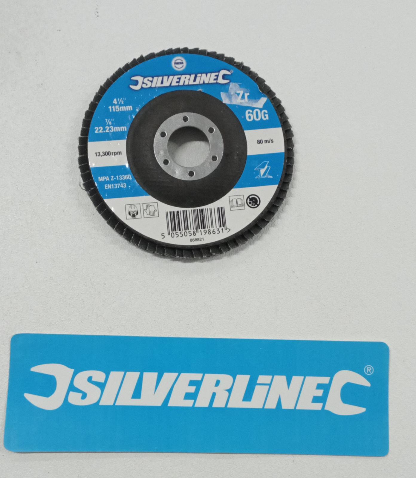 Disco silverline con  zirconio  per la smerigliatura di metalli 115 x 22,23 con grana da 40 60 80 - 60 g