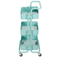 Carrello Trolley Cucina in Metallo 3 Ripiani 43x36x85 4 Ruote Salvaspazio Blu