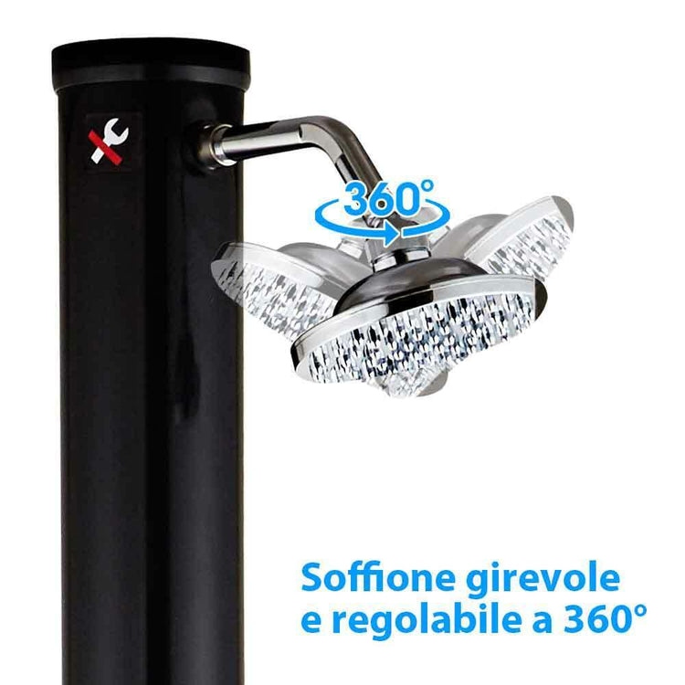 Doccia Solare Giardino Piscina Esterno 20Lt Miscelatore Acqua Calda Campeggio