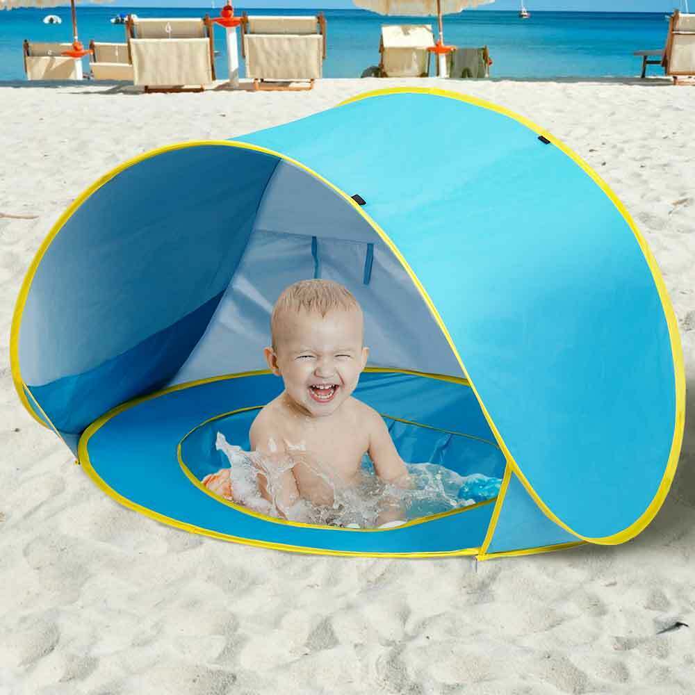 Tenda Gioco Parasole Bambini Spiaggia Mini Piscina Pieghevole Portatile Pop up