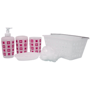 Set Bagno Cestino 6pz Dispenser Portasapone Bicchiere Portaspazzolini Assortiti