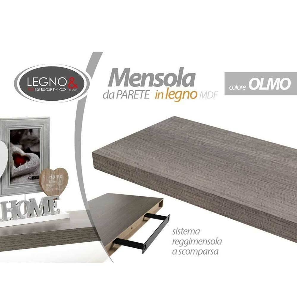 Mensola Parete Rettangolare Scaffale 40x25x4cm Libreria Legno MDF Olmo