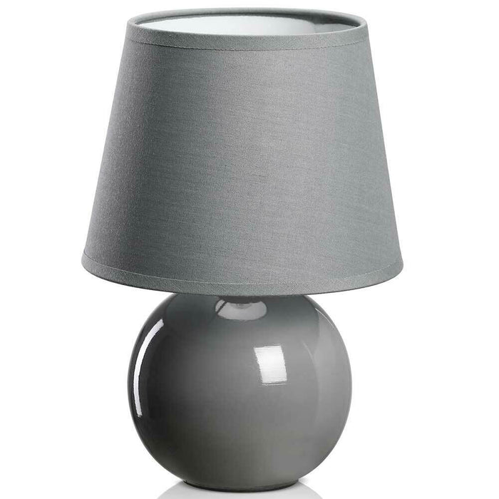 Lampada da Tavolo o Comodino 18 x 18 x 25 cm Lume Ceramica e Tessuto Grigio Design Moderno Abatjour