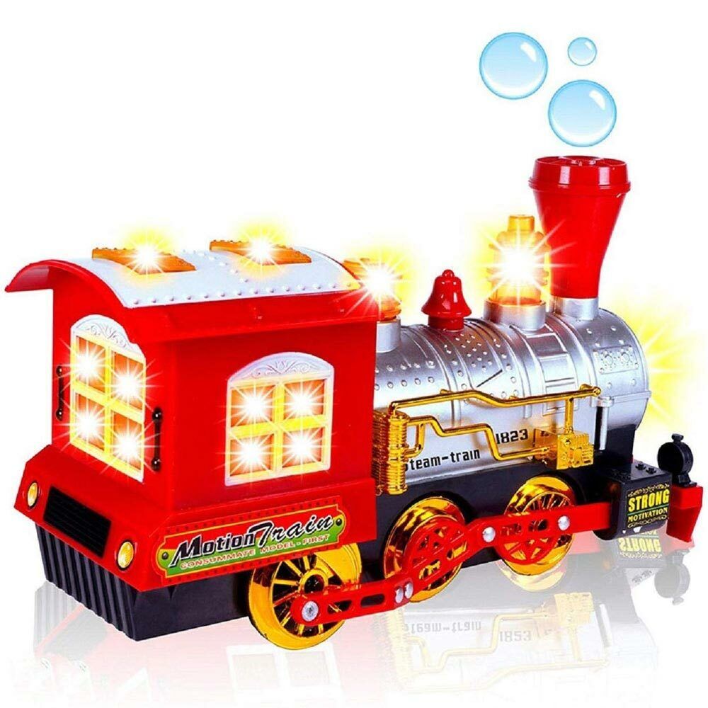 Trenino Locomotiva Spara Bolle Sapone Giocattolo Bambini Luci Suoni a Batteria