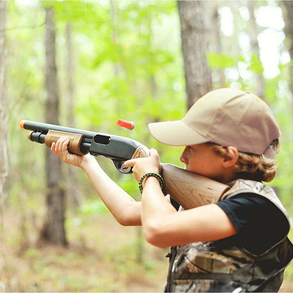 Fucile a Pompa Pistola da Caccia Giocattolo Bambini Effetti Sonori e 4 Munizioni