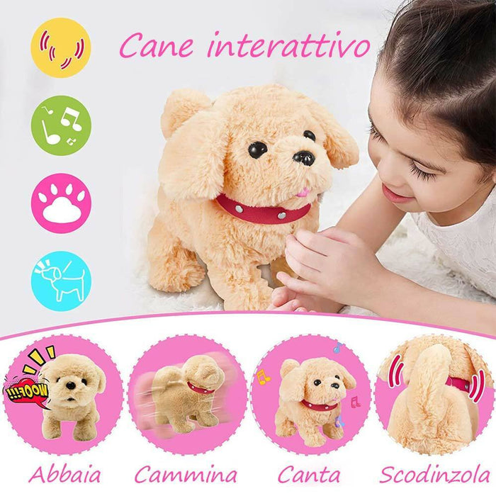 Cagnolino Cane Peluche interattivo Giocattolo Bambini Abbaia Cammbina e Mangia