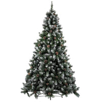 Albero Di Natale Innevato Marilleva 150cm 522 Rami Super Folto con Pigne