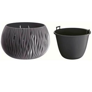 Fioriera Vaso Decorativo Design Moderno Fiori Piante Casa Esterno 18cm Grigio