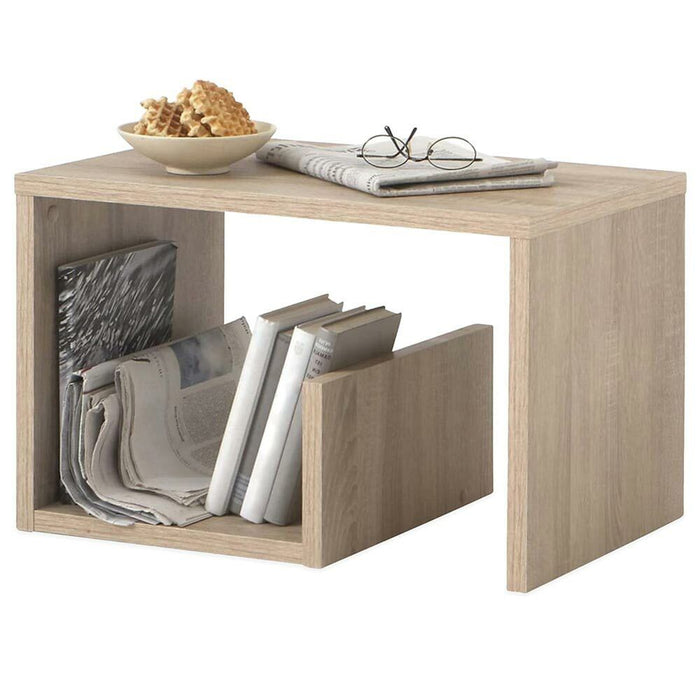 Tavolino Caffe Divano con Ripiano Portariviste Design Moderno 59x36x38cm Quercia