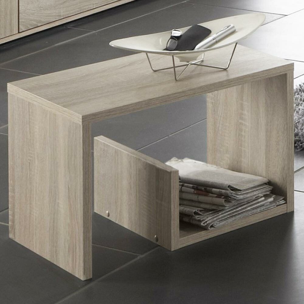 Tavolino Caffe Divano con Ripiano Portariviste Design Moderno 59x36x38cm Quercia