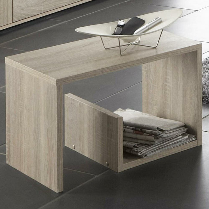 Tavolino Caffe Divano con Ripiano Portariviste Design Moderno 59x36x38cm Quercia