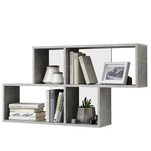 Libreria Scaffale Parete 4 Mensole Ripiani Design Moderno Legno Grigio Bianco