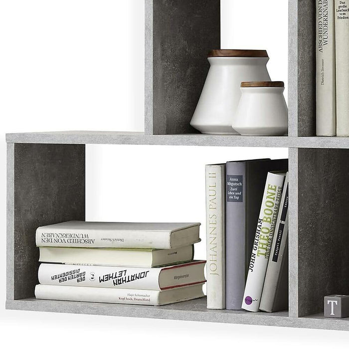 Libreria Scaffale Parete 4 Mensole Ripiani Design Moderno Legno Grigio Bianco