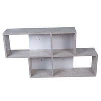 Libreria Scaffale Parete 4 Mensole Ripiani Design Moderno Legno Grigio Bianco