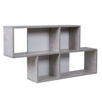 Libreria Scaffale Parete 4 Mensole Ripiani Design Moderno Legno Grigio Bianco