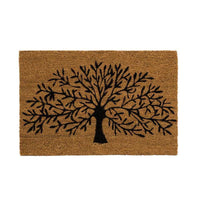 Tappeto Zerbino Rettangolare Albero Della Vita In Fibra Di Cocco 60x40cm Beige