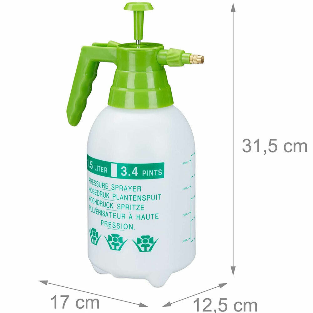 Spruzzatore a Pressione 1,5 Lt Ugello Regolabile in Ottone da Giardino Pesticidi