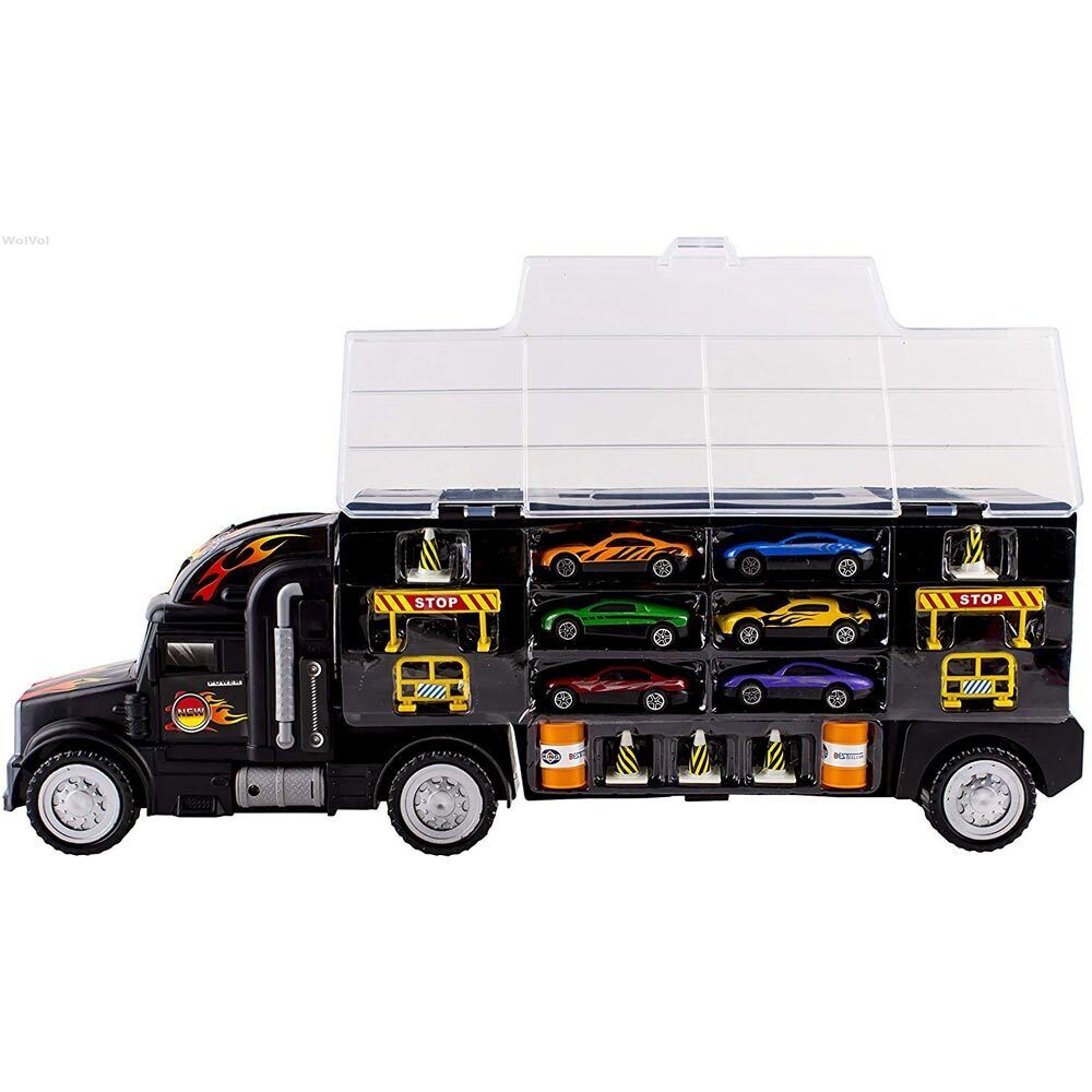 Camion Bisarca Porta Auto con 6 Macchinine incluse e Accessori Gioco bambini