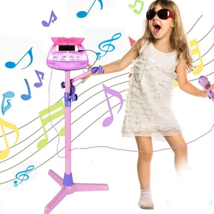 Microfono Karaoke Giocattolo Bambini con Attacco MP3 Smartphone Asta Regolabile