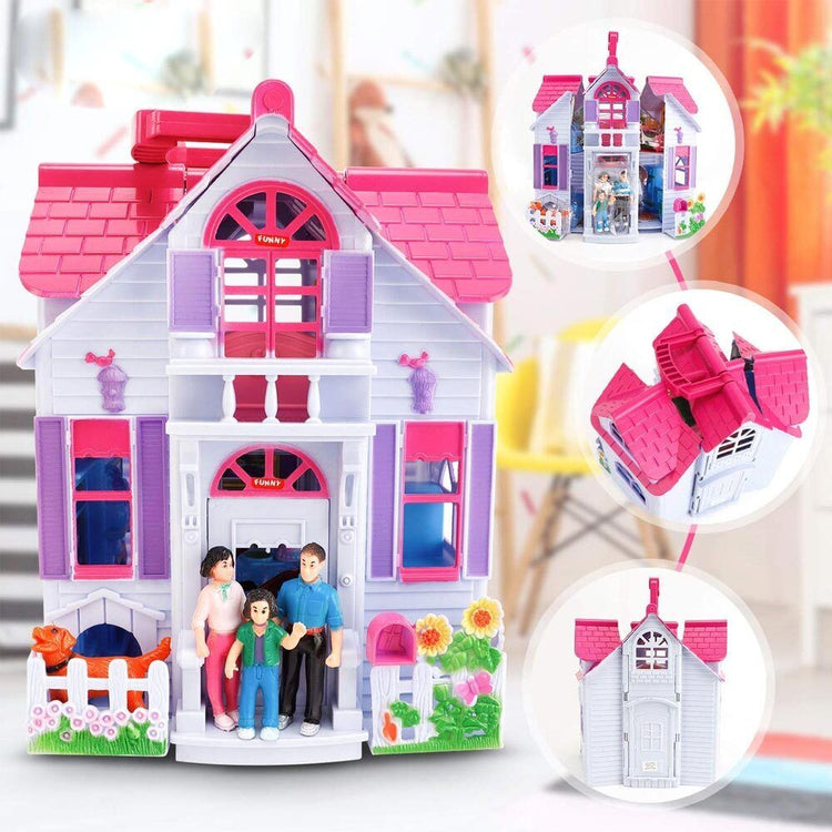 Casa delle Bambole Giocattolo Bambini Portatile 3 Personaggi e Accessori Gioco