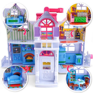 Casa delle Bambole Giocattolo Bambini Portatile 3 Personaggi e Accessori Gioco