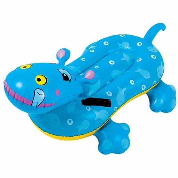 Ippopotamo Gonfiabile e Cavalcabile 2 manici 104x70cm Per Bambini Jilong Blu