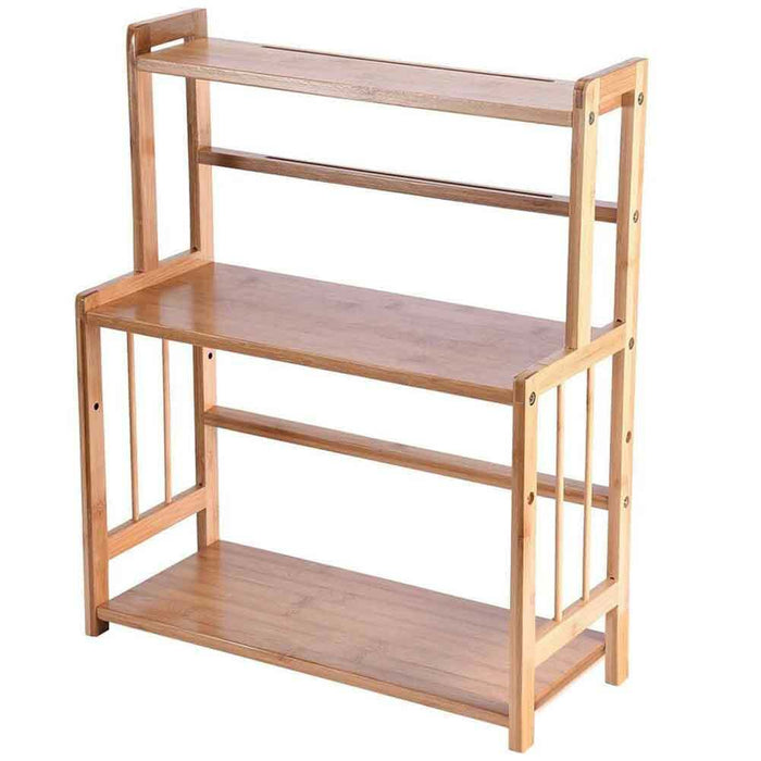 Scaffale Portaspezie in Legno Bambu 3 Ripiani Porta Spezie Barattoli Cucina