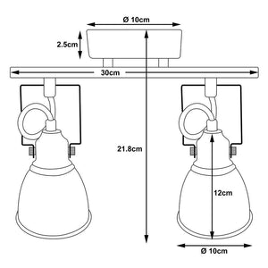 Lampadario Lampada 2 Luci Faretti Direzionabili Metallo Design Moderno E14 Silve