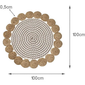 Zerbino Tappeto Ingresso Antiscivolo Rotondo Juta Iuta Stile Esotico Intrecciato