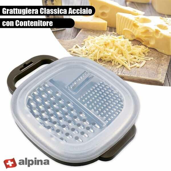 Grattugiera Acciaio con Contenitore e Coperchio Alpina Grattugia Formaggio