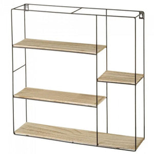 Mensola Parete Quadrata 4 Mensole Ripiani Design Moderno Scaffale Legno Metallo