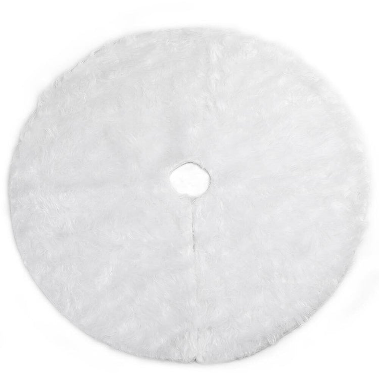 Tappeto Gonna Copertura Base Albero di Natale 90cm Peluche Bianco Effetto Neve