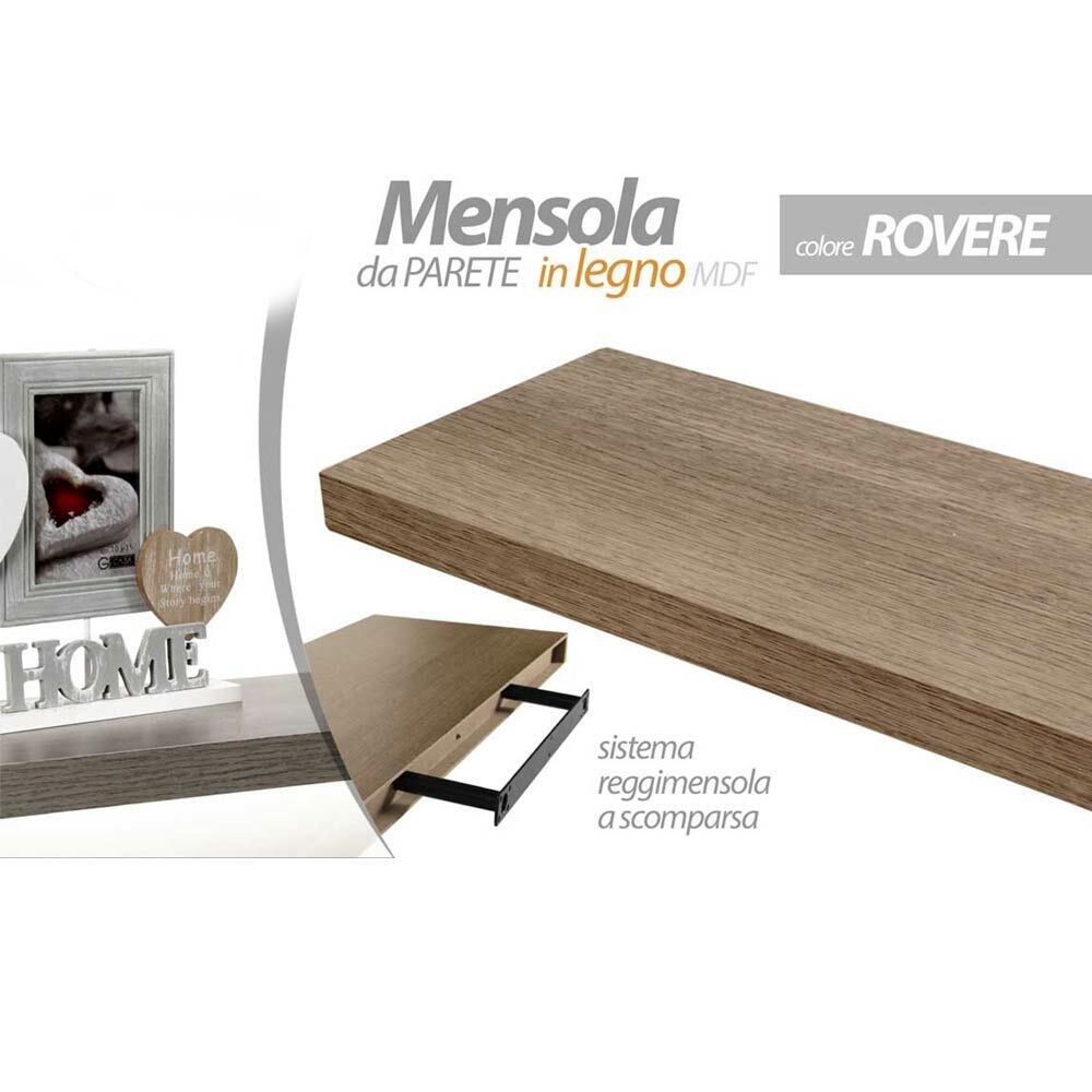 Mensola Parete Rettangolare Scaffale 60x25x4cm Libreria Legno MDF Rovere