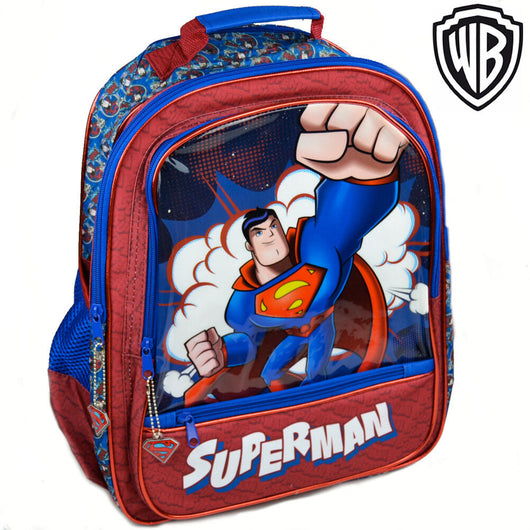 Zaino Superman 4 Cerniere Stampa Plastificata Scuola Bambini Elementari 41cm