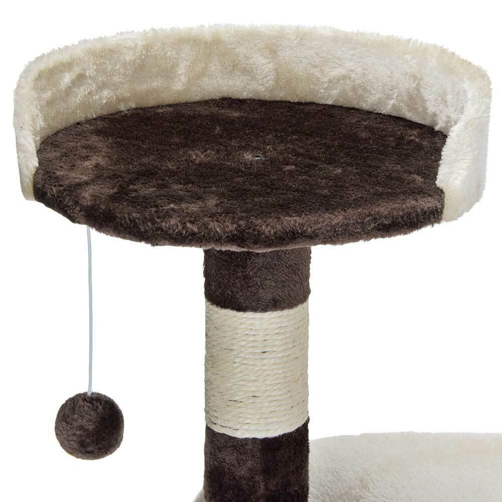 Albero Tiragraffi Gatti Parco Giochi Cuccia Graffiatoio gatto 112cm Marrone Crem