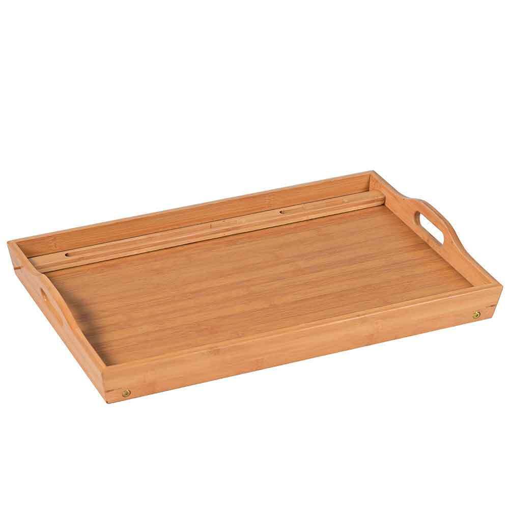 Vassoio Letto Legno Bambu Colazione Supporto Porta Tablet Smartphone Pieghevole