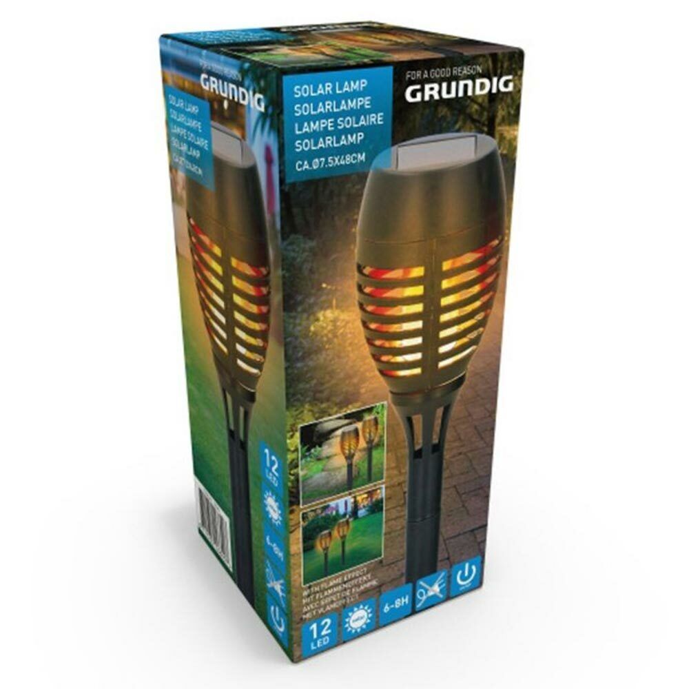 2 Lampade Giardino Effetto Fuoco 48cm Ricarica Solare Fiaccola Torcia Luce LED